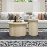 Set 2 Tavolini da Caff¨¨ Rotondi ¨C MINIMAL ¨C Legno Naturale, Design Moderno per Soggiorno