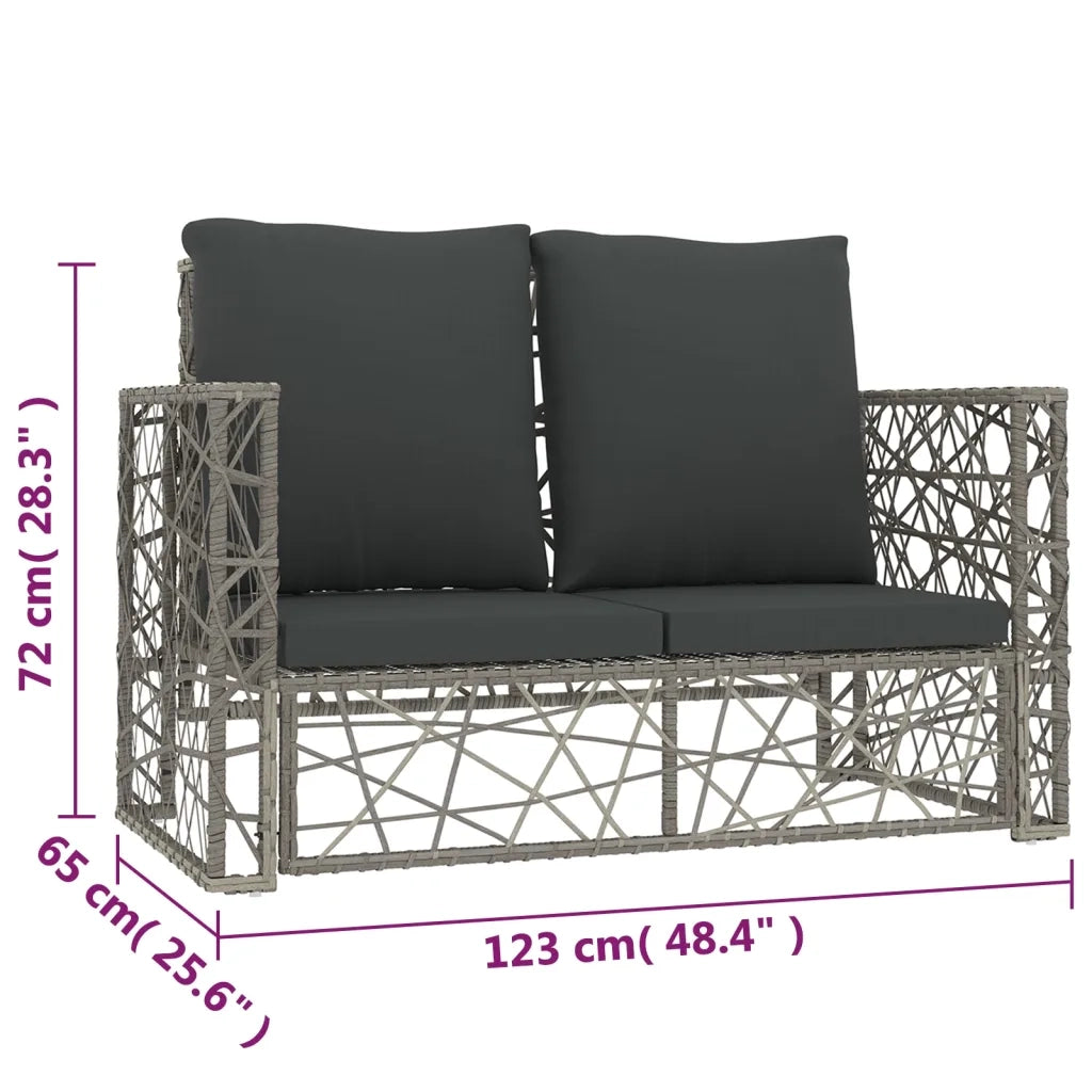 Set Divani da Giardino 2 pz con Cuscini in Polyrattan Grigio 46812