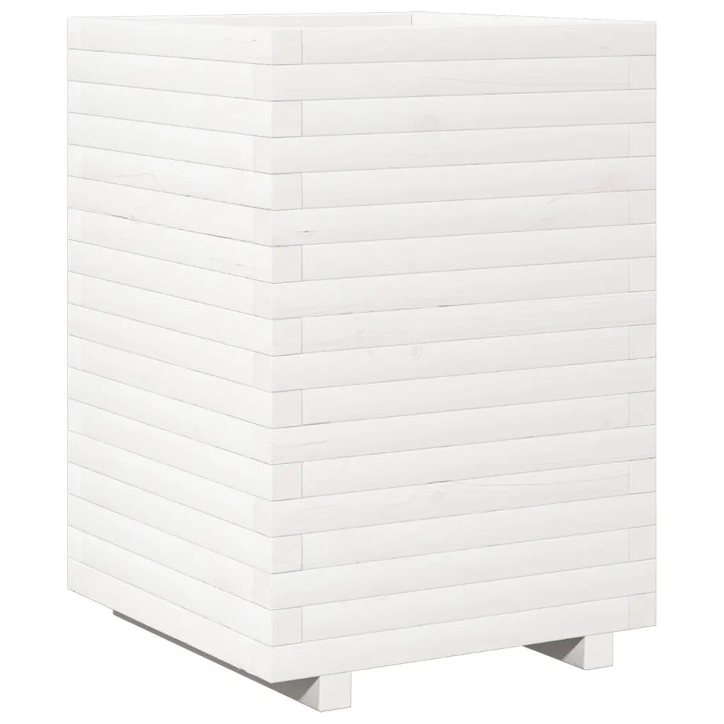 Fioriera da Giardino Bianca 50x50x72 cm Legno Massello di Pino