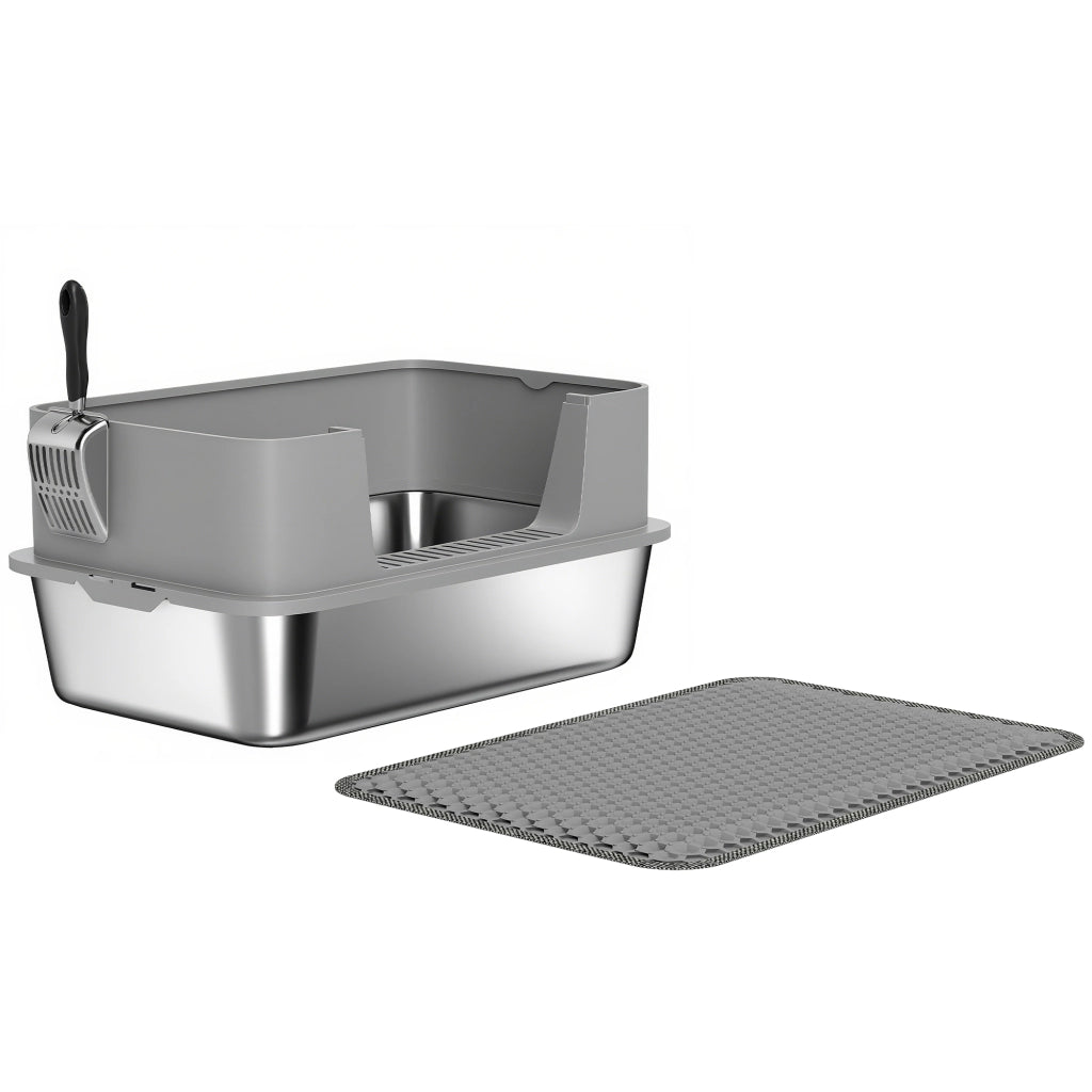 Lettiera per gatti XL in acciaio inox ¨C Xylo ¨C 60,2x40,2x29,5 cm grigio