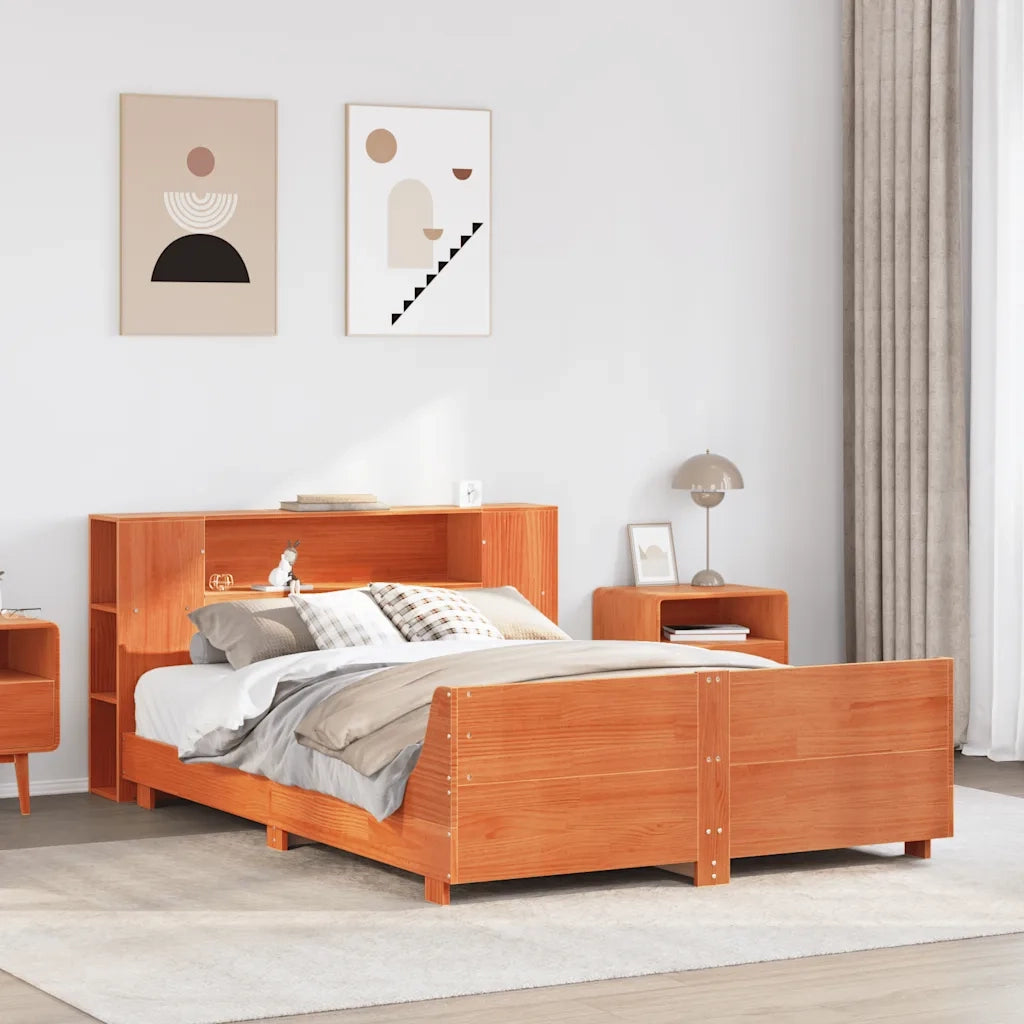 Giroletto senza Materasso-Struttura Letto Marrone Cera 150x200 cm Legno di Pino 843121