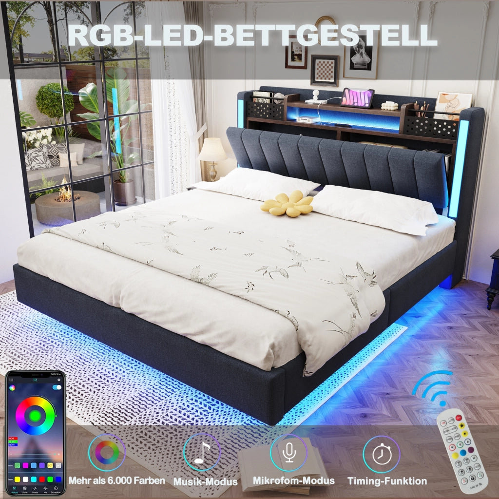 letto imbottito lino grigio 140 x 200 cm