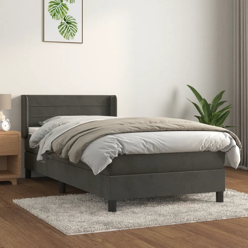 Giroletto a Molle con Materasso-Struttura Letto Grigio Scuro 80x200 cm Velluto 175105