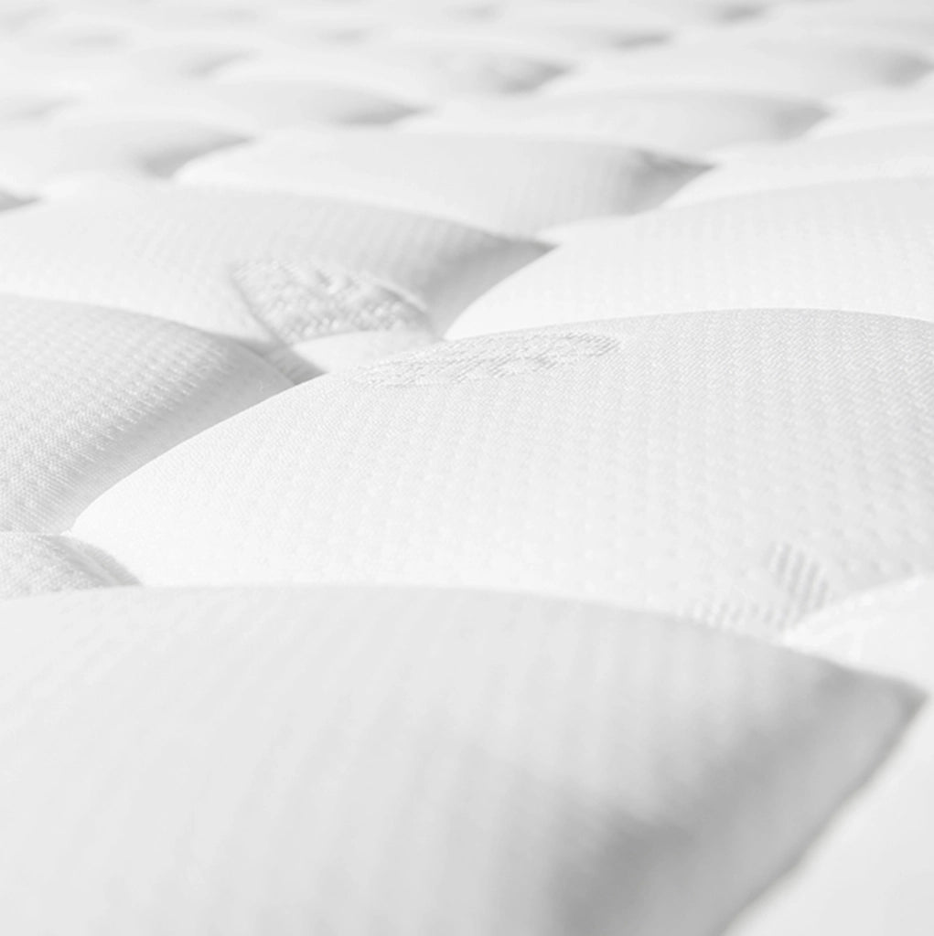 Letto imbottito con LED, USB e vano contenitore