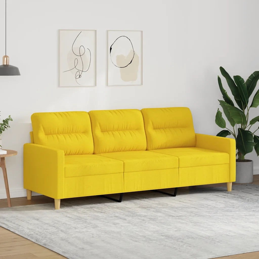 Divano a 3 Posti-Sofa 3 Posti Giallo Chiaro 180 cm in Tessuto 171806
