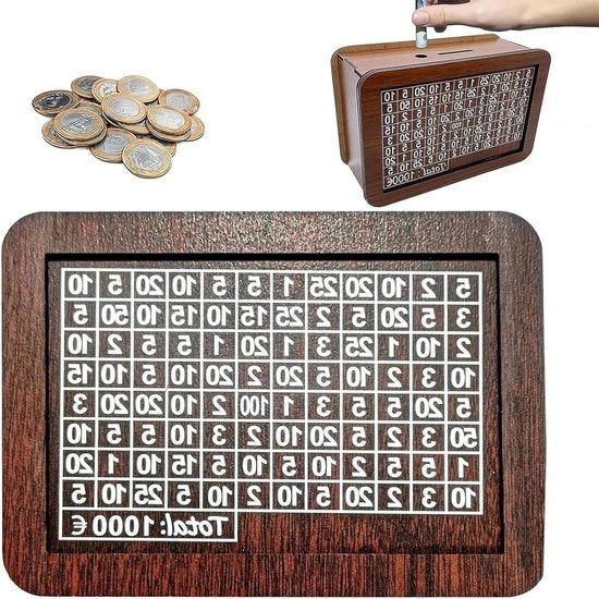Cassa Economica con Contatore in Legno Retro Cassa Monetaria con Numeri di Controllo Cassa Monetaria Reutilizzabile con Sorteggio di Fortuna
