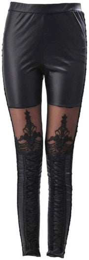 Leggins aderenti con alta gittata - Leggins in pelle - Pantaloni gotici - Respiranti - Comodi - Materiale duraturo - Pantaloni a tubo