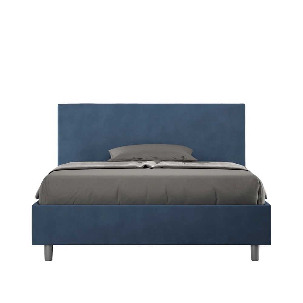 Letto Matrimoniale Extra Large 200x200 cm con Rete e Contenitore Adele Blu