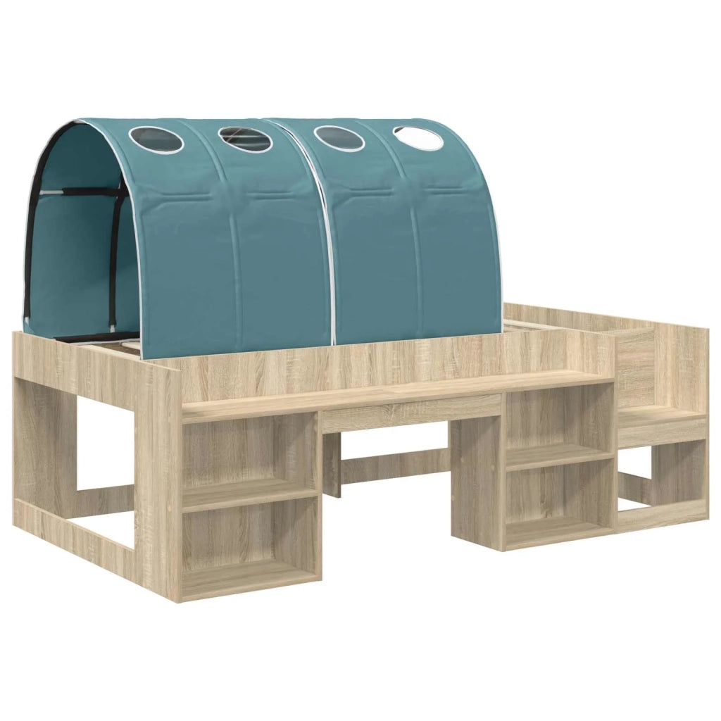 Letto alto per bambini con storage 3 pz Rovere Sonoma e Azzurro 3423600