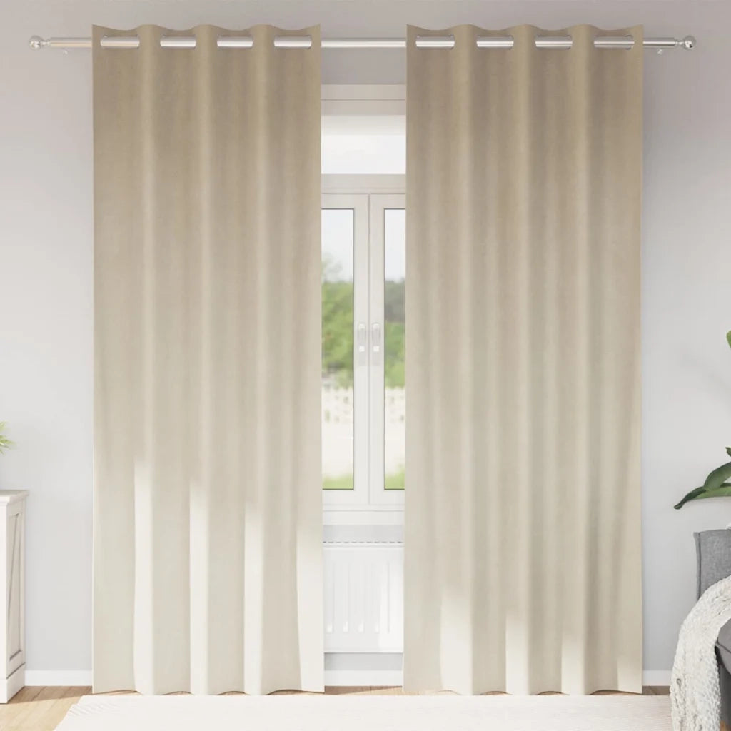Tende Oscuranti | Tende Blackout 2 pz Crema 140 x 225 cm Velluto