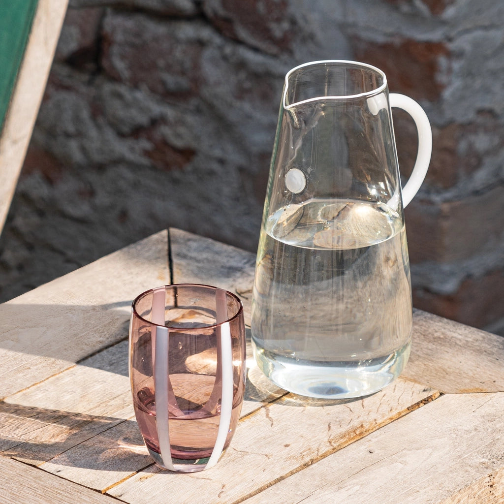 Gessato Set 6 Bicchieri Tumbler Ametista in Vetro Soffiato a Bocca Lavorato a Mano Linea Artigianale Elegante per Tavola Moderna e Tradizionale