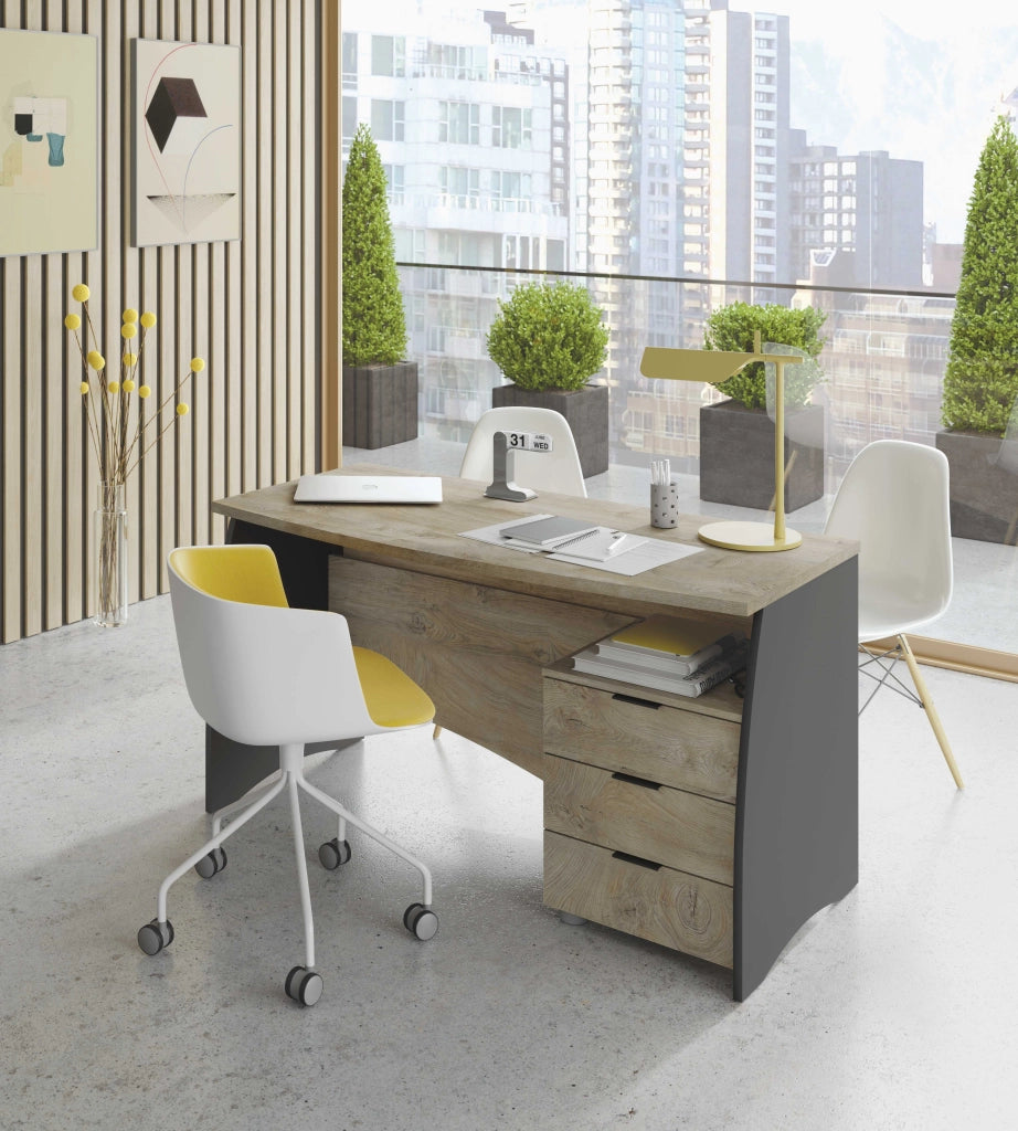 Scrivania Mobile Desk Scrittoio Da Studio 3 Cassetti Per Ufficio Soggiorno Sala Da Pranzo 136 x 74 x 67 cm Grigio Rovere