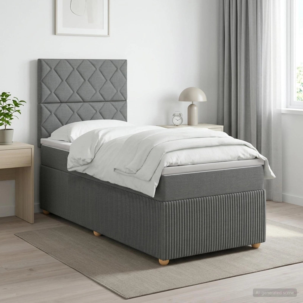 Letto box spring con materasso Grigio Scuro Singolo Tessuto 3454690