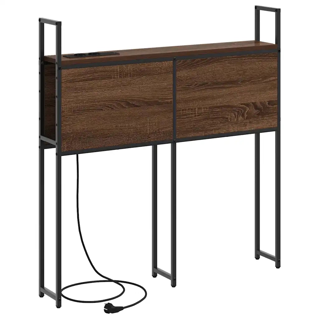 Testiera con Stazione di Carica e Storage Rovere marrone 859789