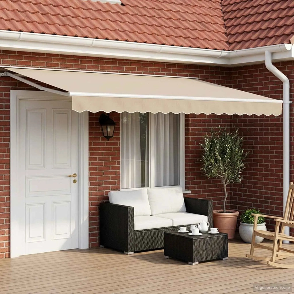 Cornice per Tenda Manuale con LED Beige e Bianco 4 × 3,5 m 3420642