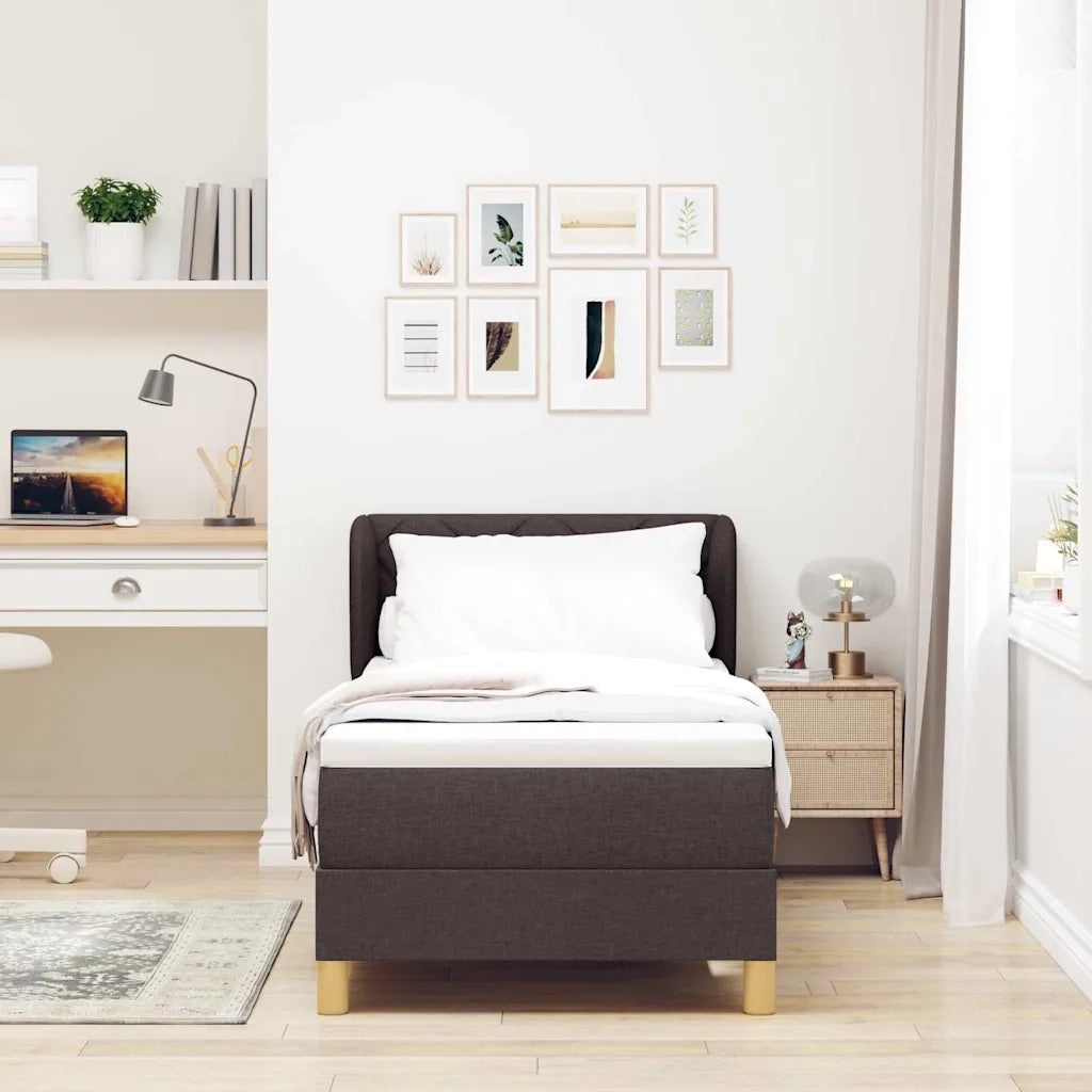 Letto a molle con testiera Marrone Scuro 80 x 200 cm Tessuto 3340244