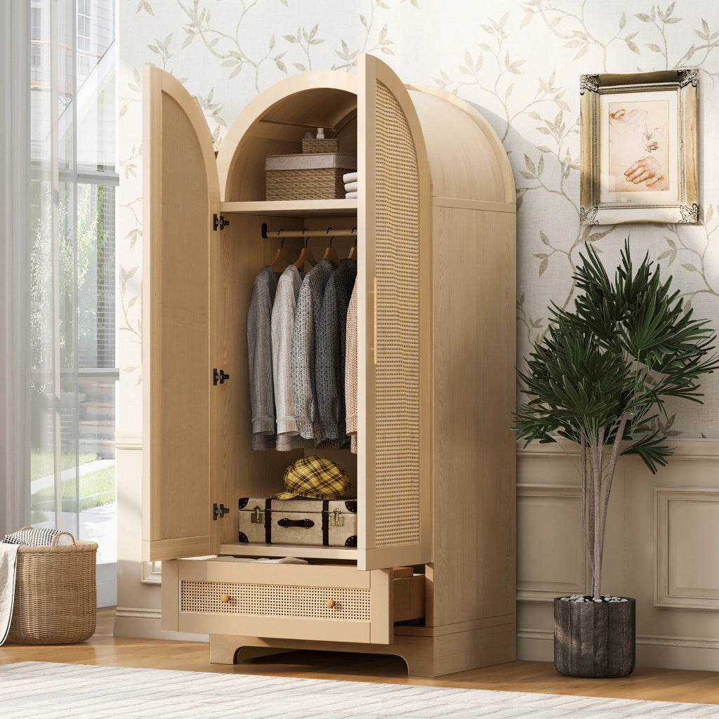 ARMADIO a doppia anta con 2 cassetti 70 x 55 x 170 cm colore legno
