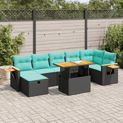 Set Divano da Giardino 8pz con Cuscini Grigio Polyrattan Acacia 3328142