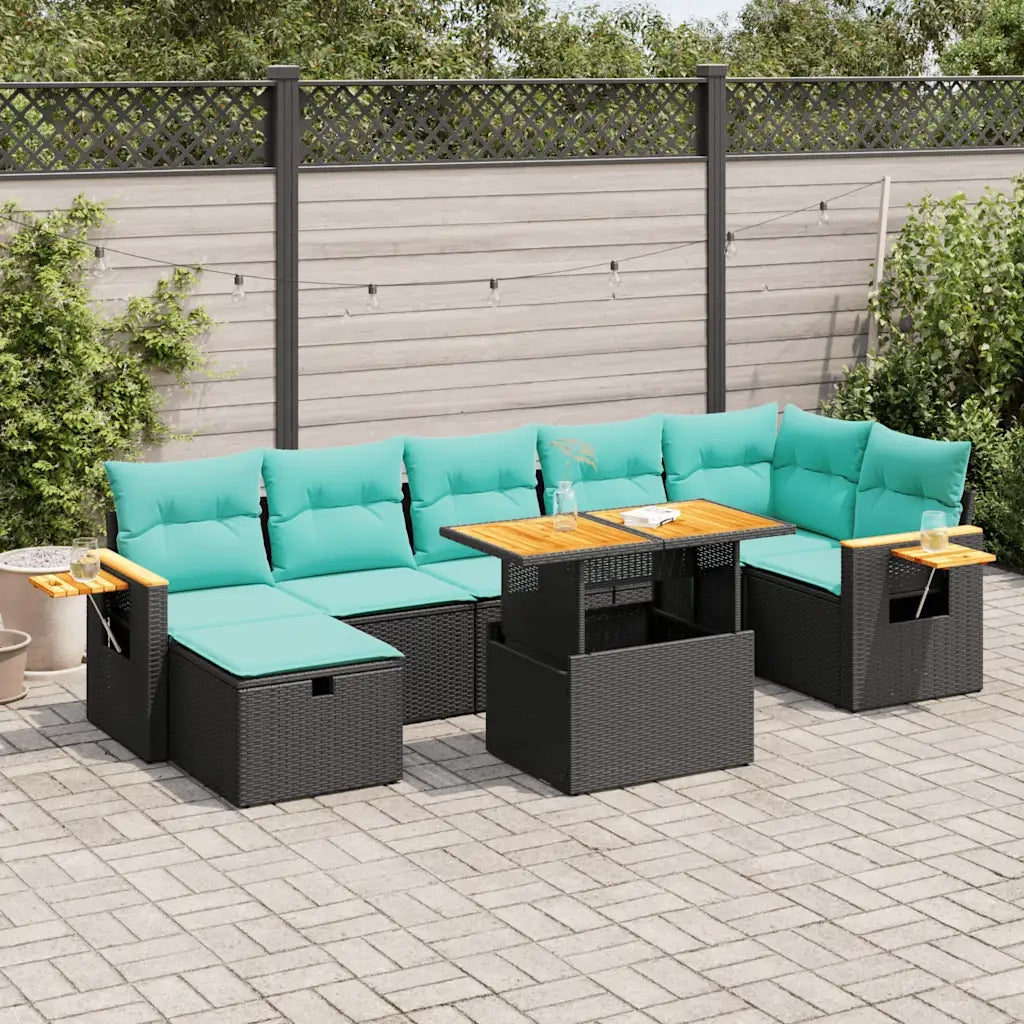 Set Divano da Giardino 8pz con Cuscini Grigio Polyrattan Acacia 3328142