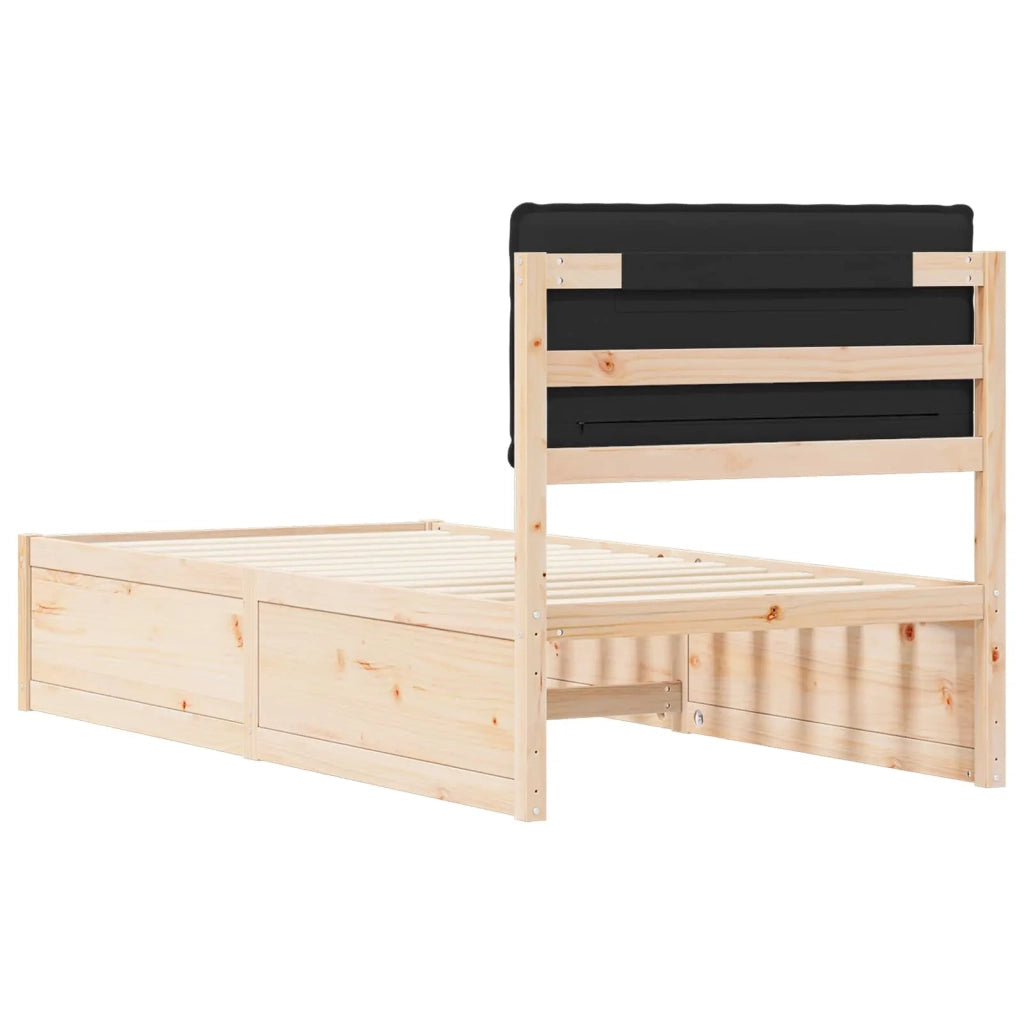 Letto con Testiera Rivestita Nero 80 x 200 cm Pino massello 877591