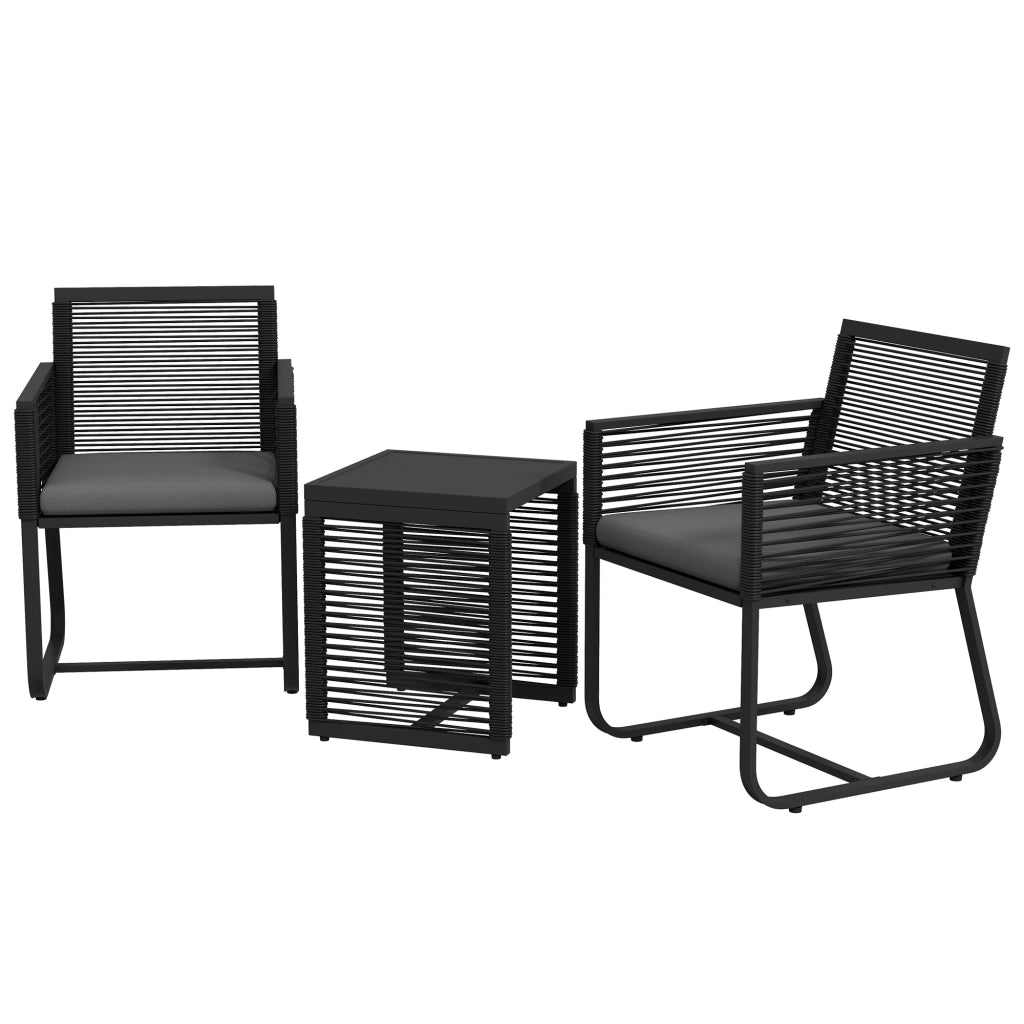 Set Giardino 3 Pezzi ¨C Minimal ¨C Nero Grigio 53x57x77 cm