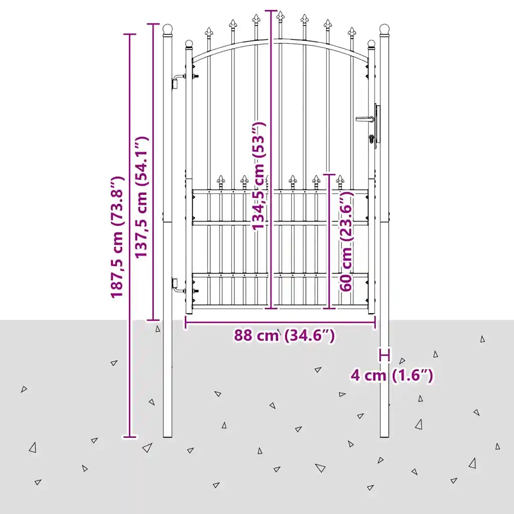 Cancello della recinzione con punte EMMEN 170 x 100 cm 42009020