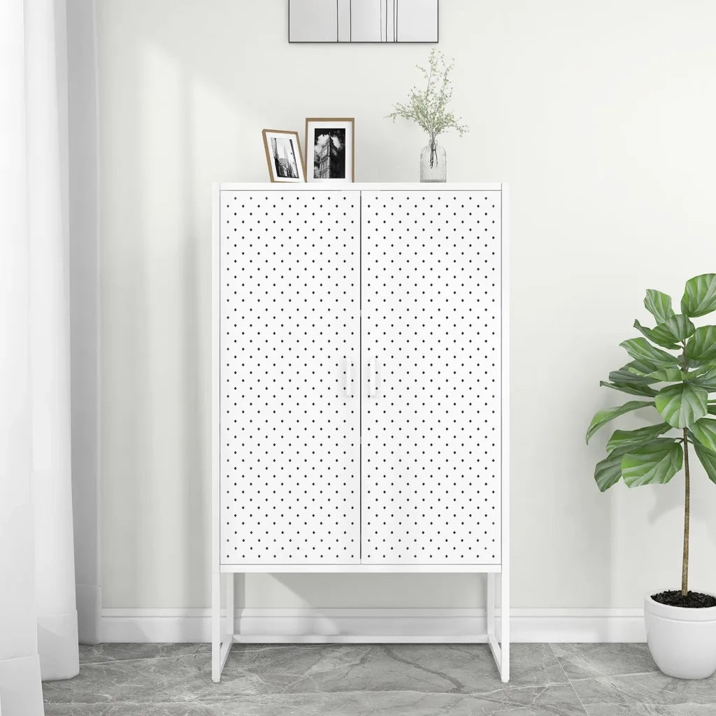 Credenza Alta Bianca 80x35x135 cm in Acciaio