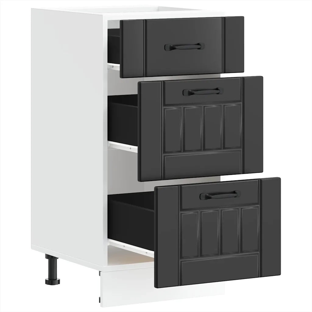 Mobiletto da cucina-Armadio da cucina "Lucca" Nero in legno ingegnerizzato 328783