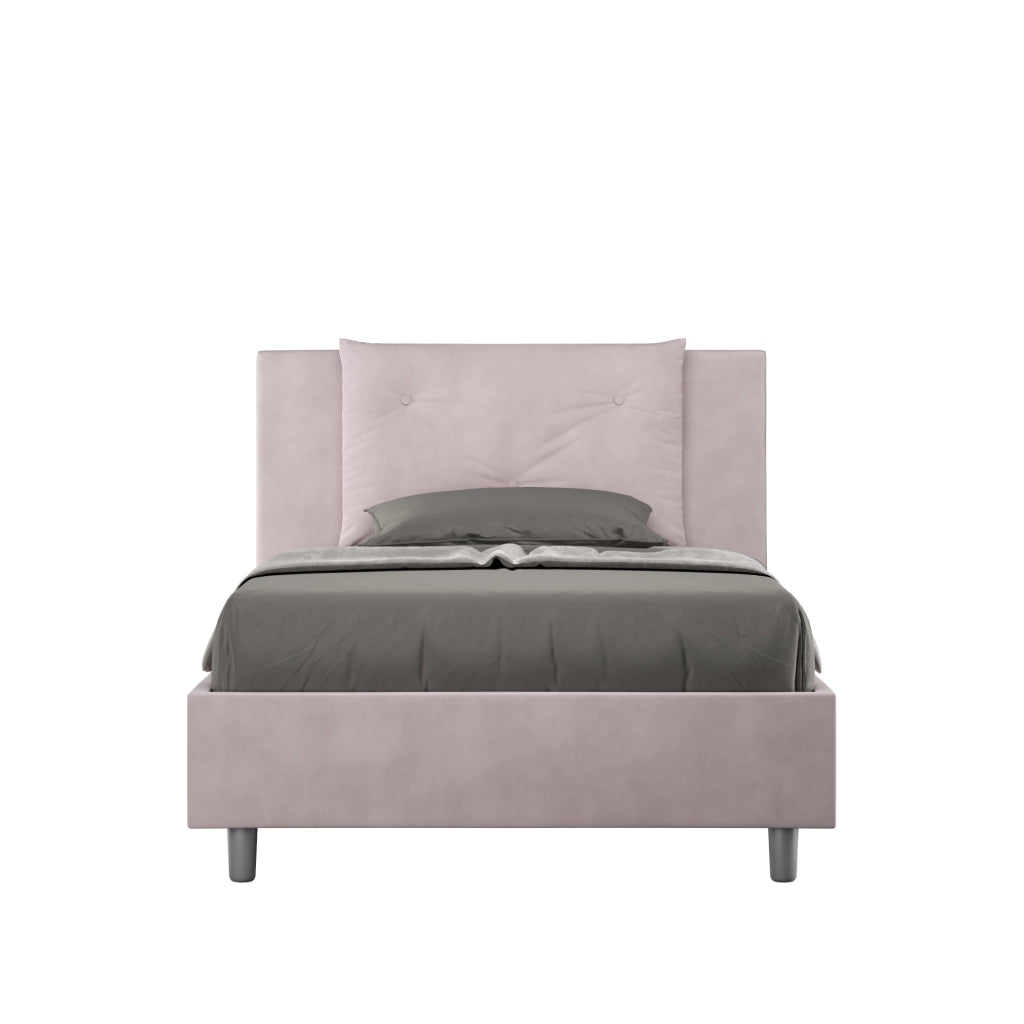 BS COM Letto una piazza e mezza con rete imbottito 110x210 microfibra glicine