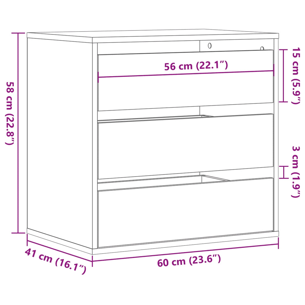 Cassettiera Angolare Rovere Sonoma 60x41x58cm Legno Multistrato CFW7491774