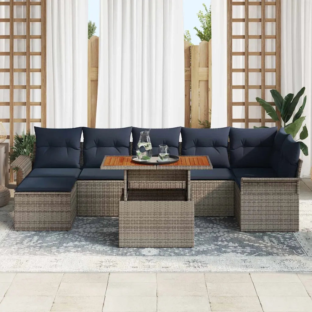 Set Divano da Giardino 8 pcs Grigio Poly Rattan 3358103