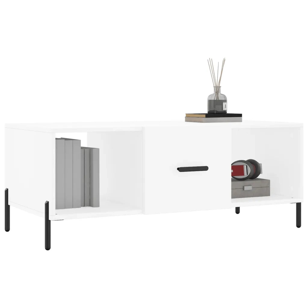 Tavolino da Salotto Bianco 102x50x40 cm in Legno Multistrato 829308
