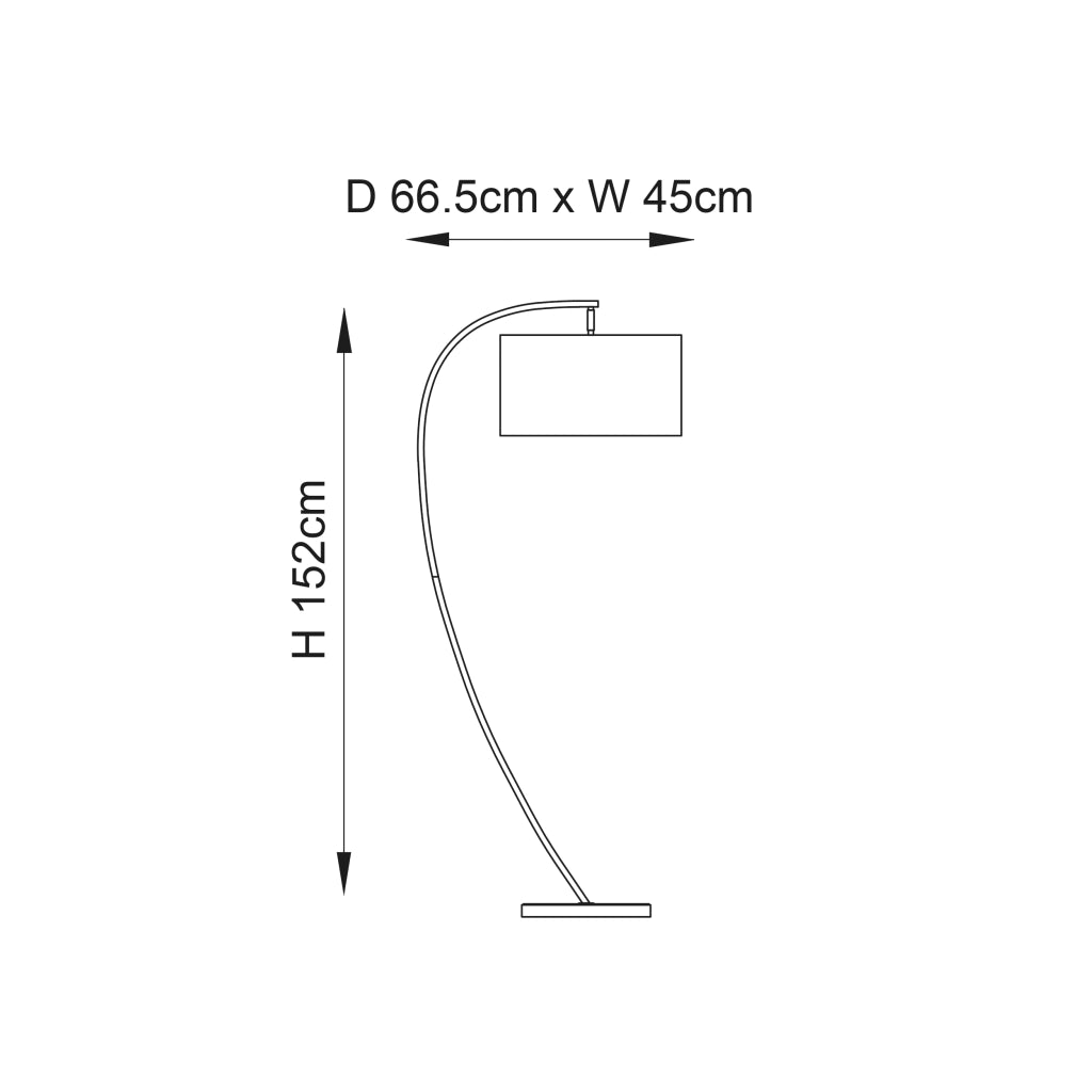 Lampada da terra arco moderna nichel, paralume bianco E27 Endon