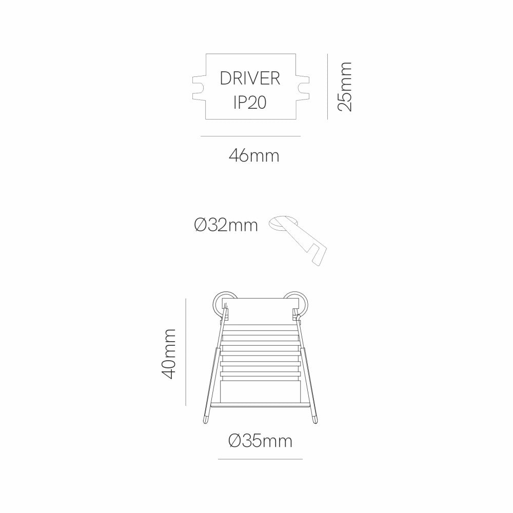 Nano Pulsar Sq Recessed - Faretto da incasso per interni 3.5W Fascio 30° Nero Opaco Punto luce piccolo 35mm 3000K - Beneito & Faure