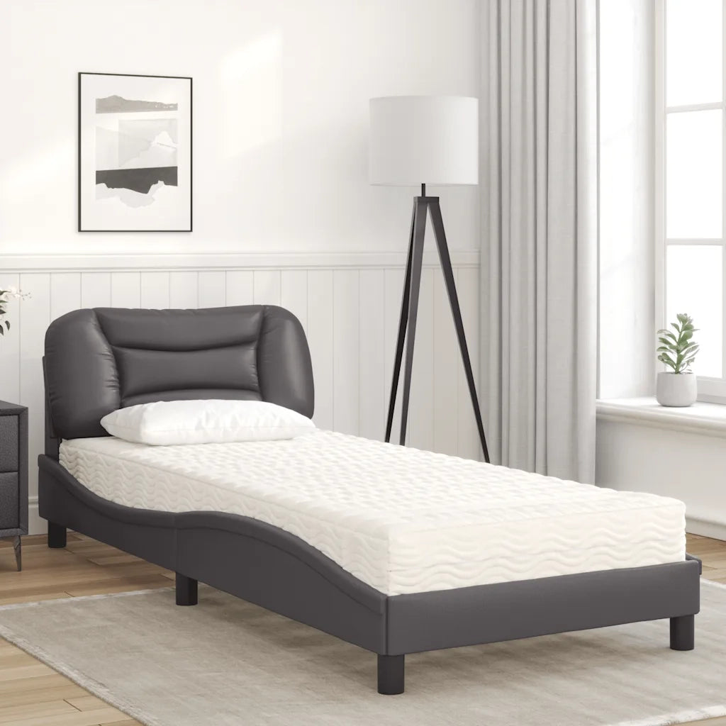 Letto con Materasso Hvar Grgio 90x200 cm in Similpelle