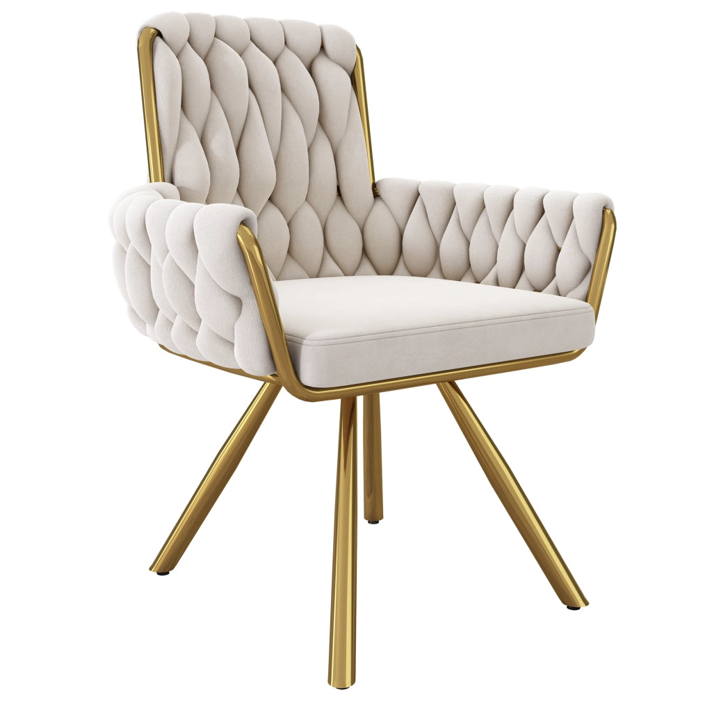 SEDIA Girevole 360° Set da 6 pezzi in velluto beige