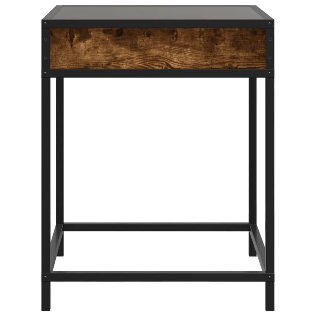Comodino con LED Infinity-Tavolino da notte Rovere Fumo 40x40x51 cm 685149