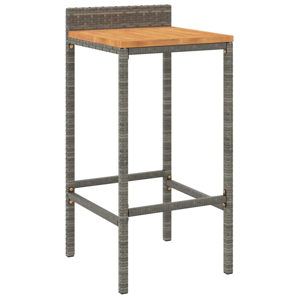 Set Bar Giardino 9pz Grigio Polyrattan e Legno Massello Acacia 3187681