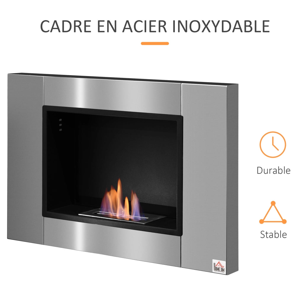 Camino a bioetanolo murale incassabile ¨C Minimal ¨C 80x14x54 cm acciaio inox