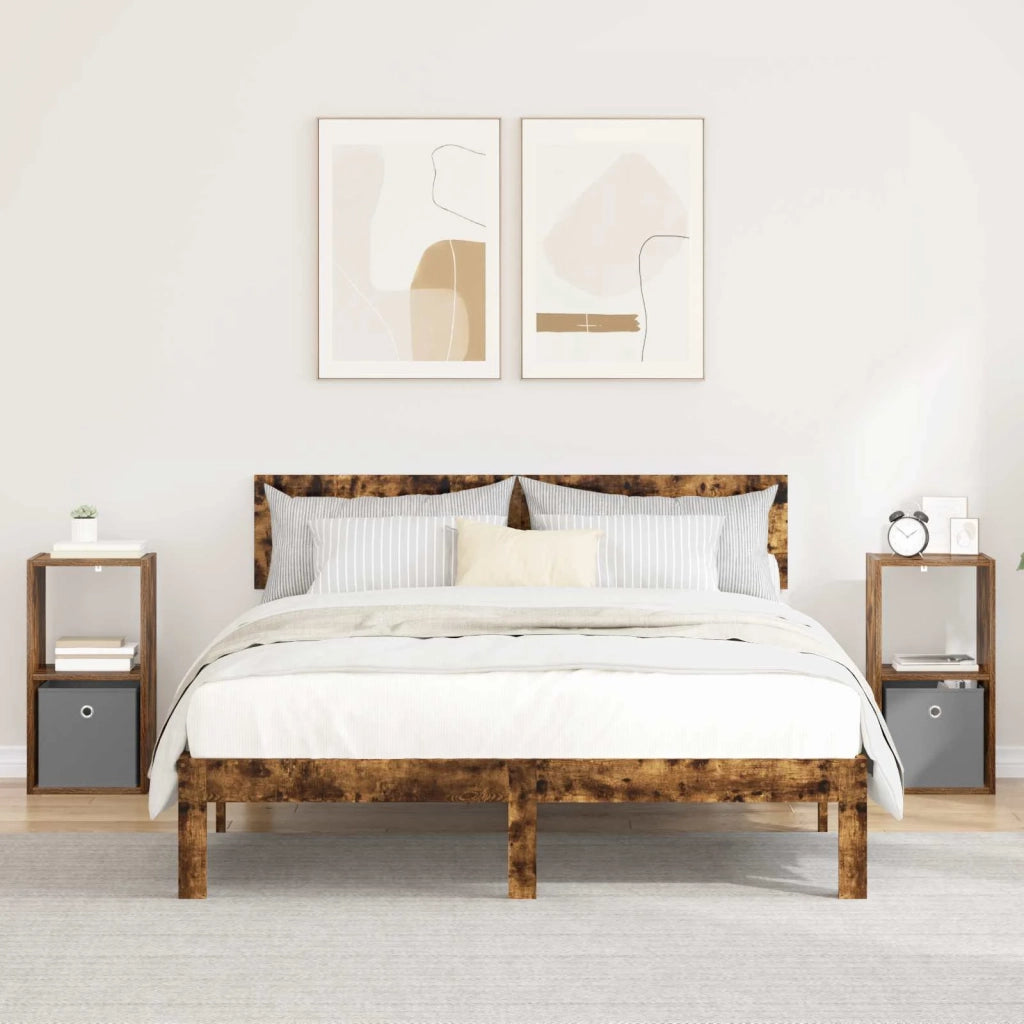 Comodino con cassetto 2 pcs Rovere fumé 30,5 x 27 x 59,5 cm 8000621