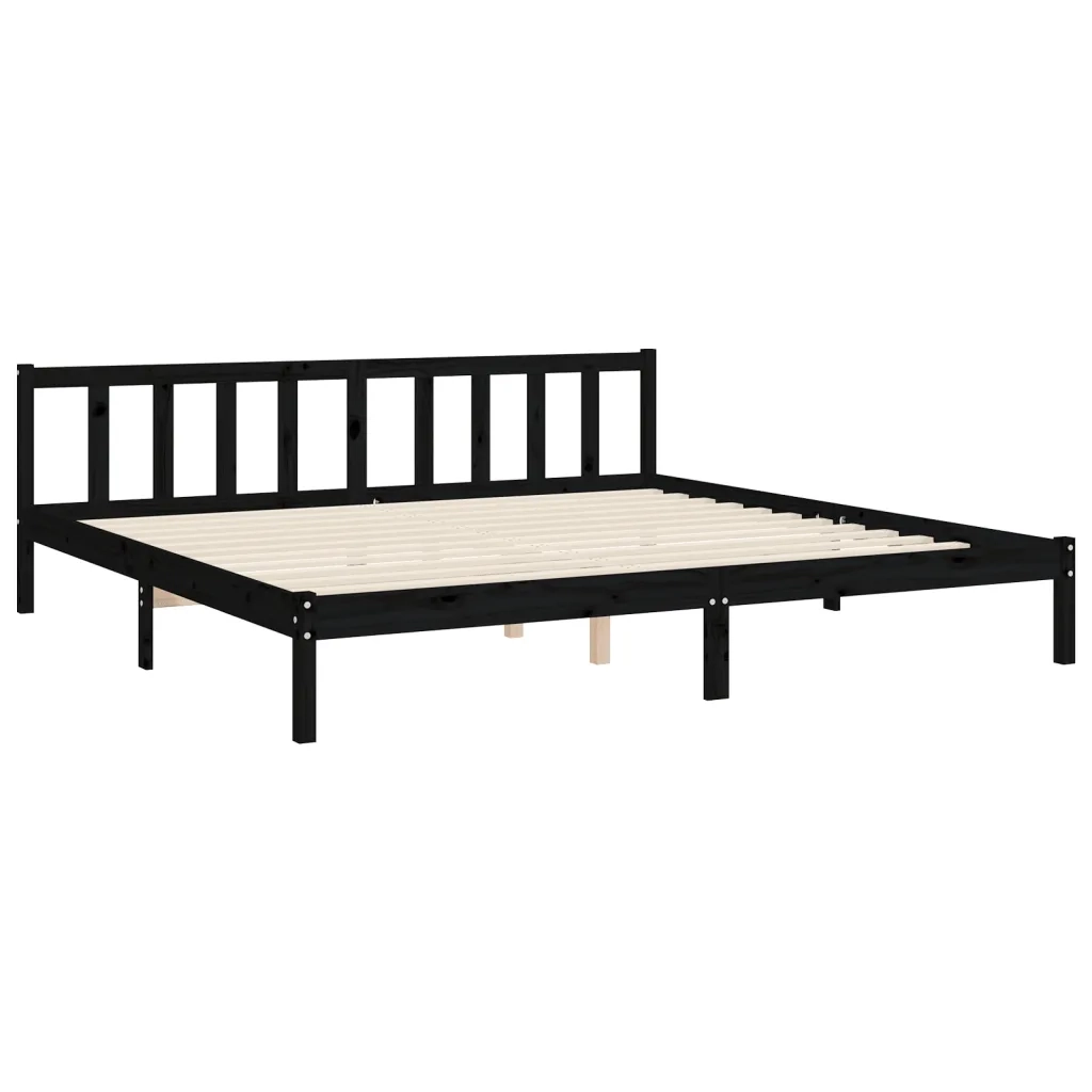 Giroletto con Testiera-Struttura Letto con testiera Nero 200x200 cm in Legno Massello 268548