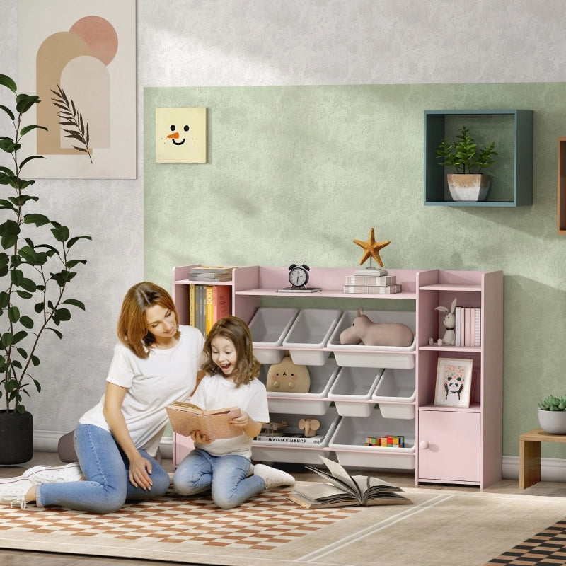 Scaffale portaoggetti per bambini, scaffale per giocattoli e libri, per tenere in ordine, 8 scatole rimovibili, rosa