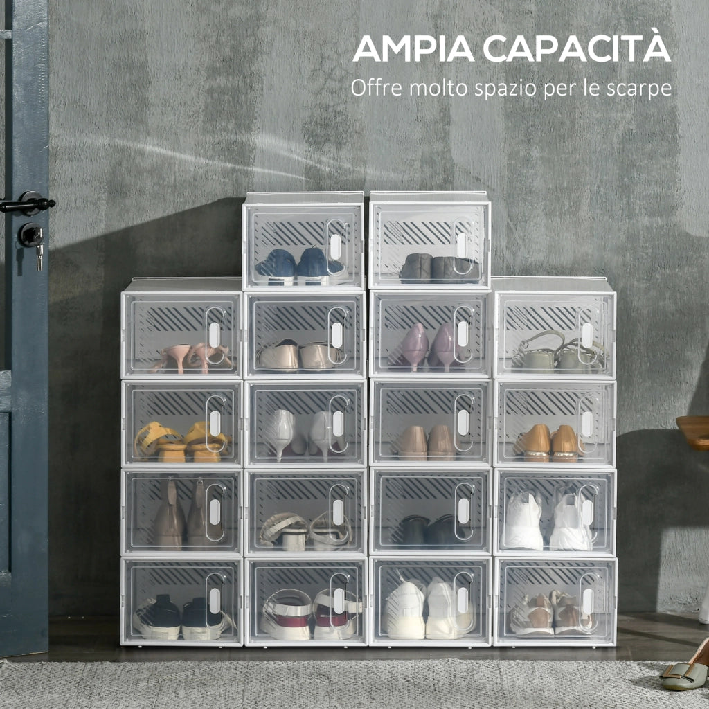 Mobile Scarpiera Rettangolare in Plastica PP. 18 Box 25x35x19 cm per Scarpe max 43 EU. Vestiti e Libri