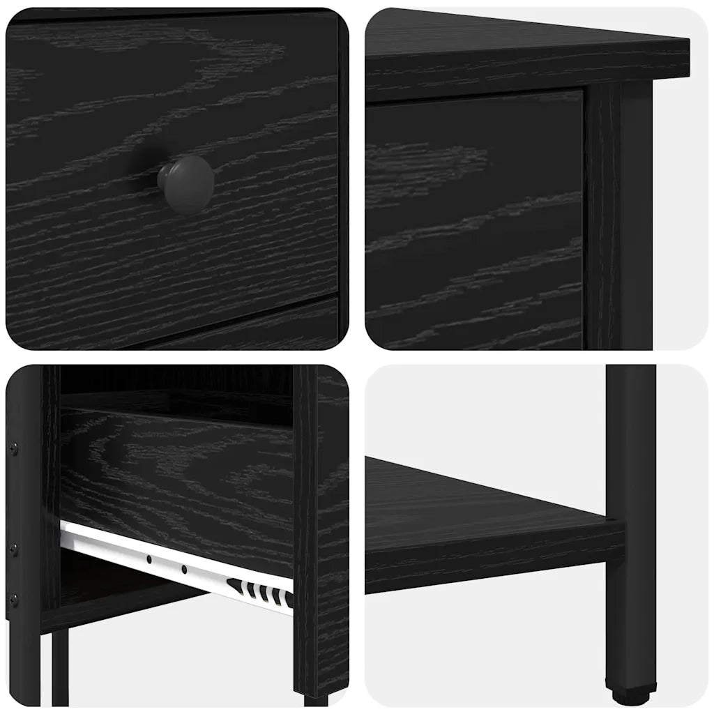 Armadio da Notte con cassetto 2 pcs Rovere nero 32 x 42 x 70 cm 871290
