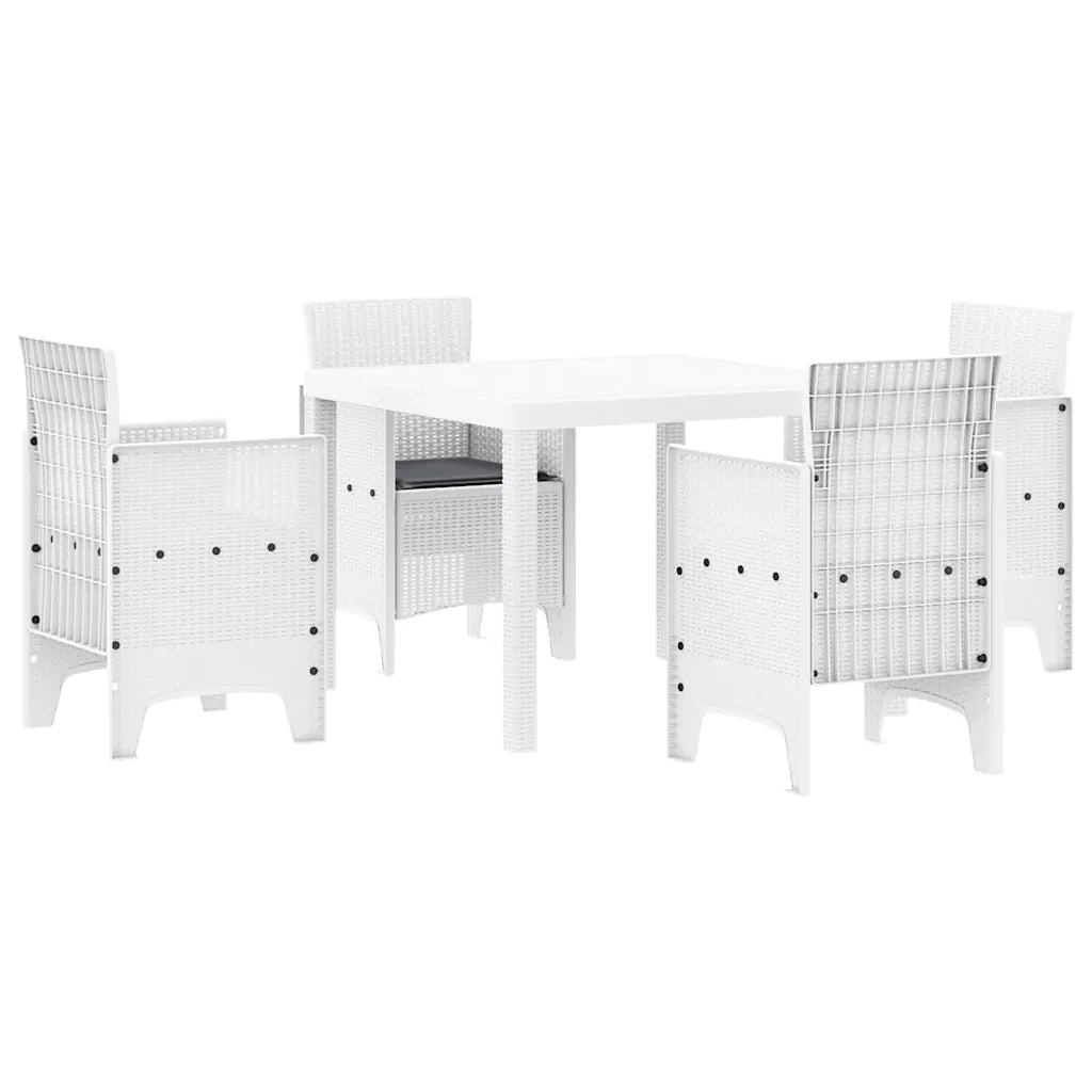 Set da Pranzo per Giardino 5 pcs Bianco Polipropilene