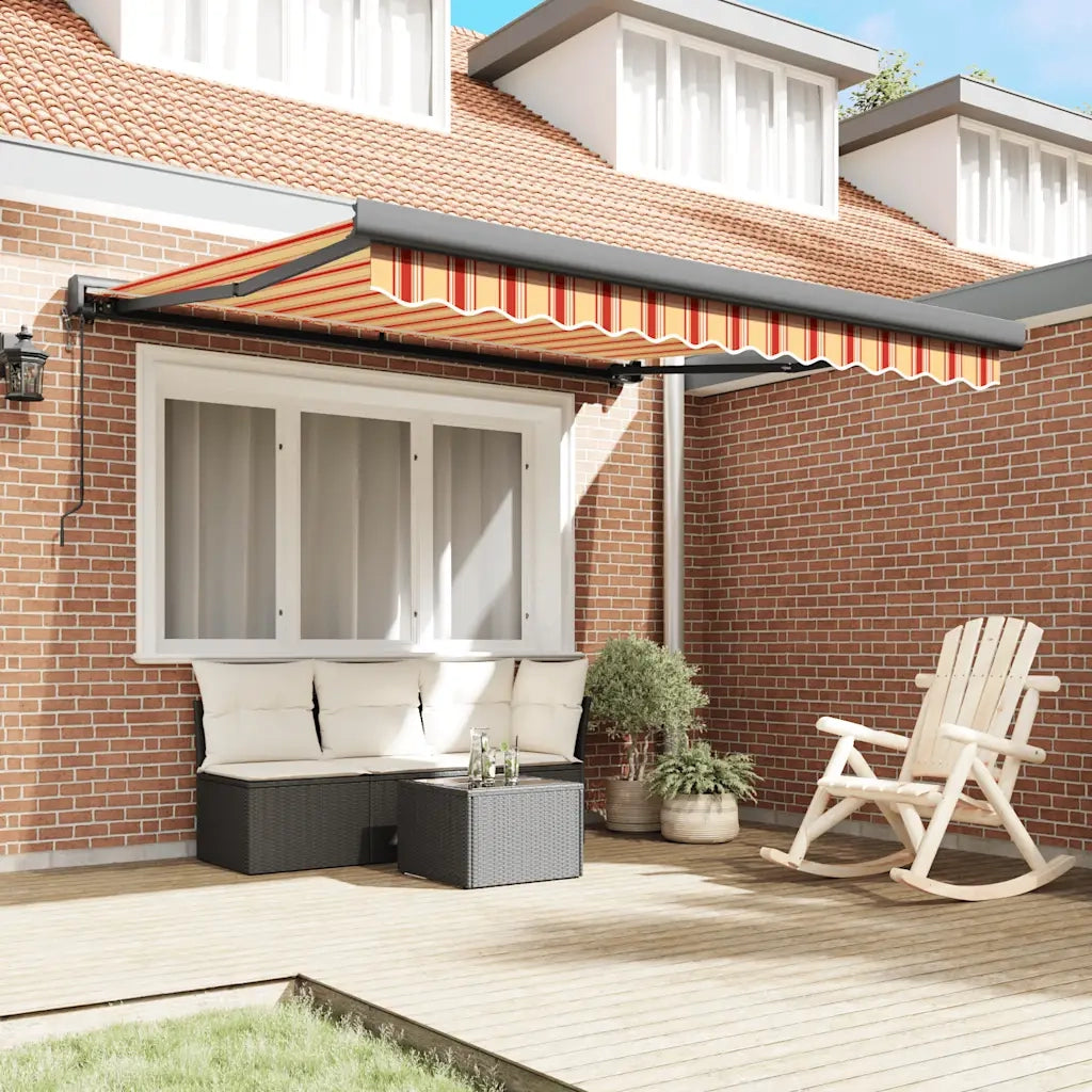 Tenda retrattile Giallo e Bianco con Struttura Antracite 3154606
