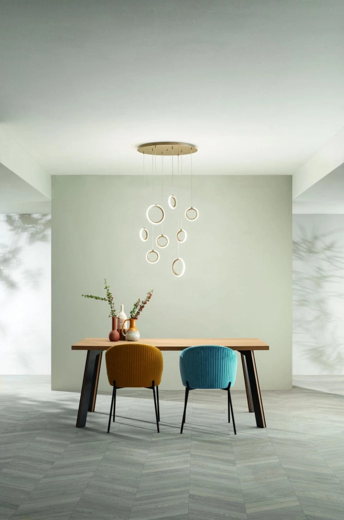 SOSPENSIONE 3 LUCI PINTA ORO LED 3000K 1470LM 25W DIMMERABILE SENZA VETRO DIMMERABILE