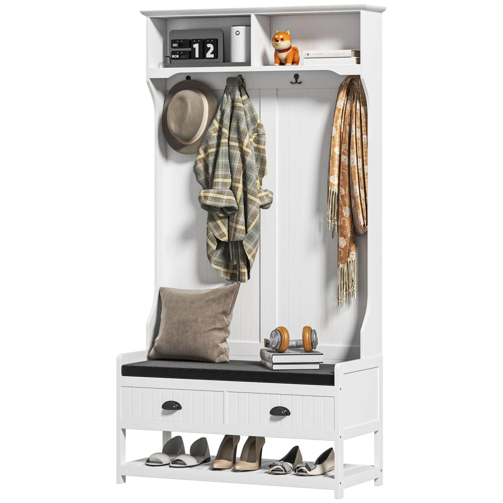 Appendiabiti con panca e scarpiere ¨C zephmum ¨C Bianco e Grigio