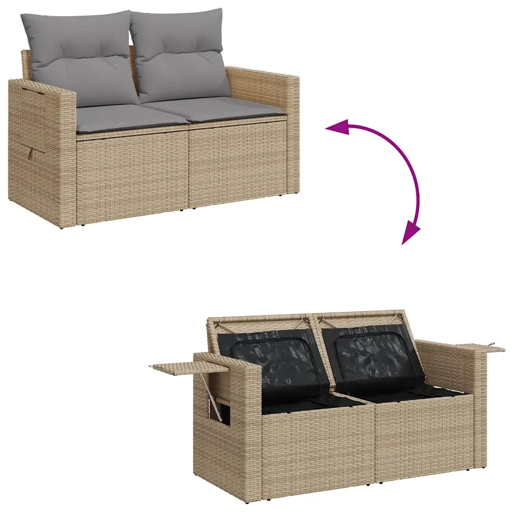 Set Divano da Giardino 4 pz con Cuscini Beige in Polyrattan 3325455