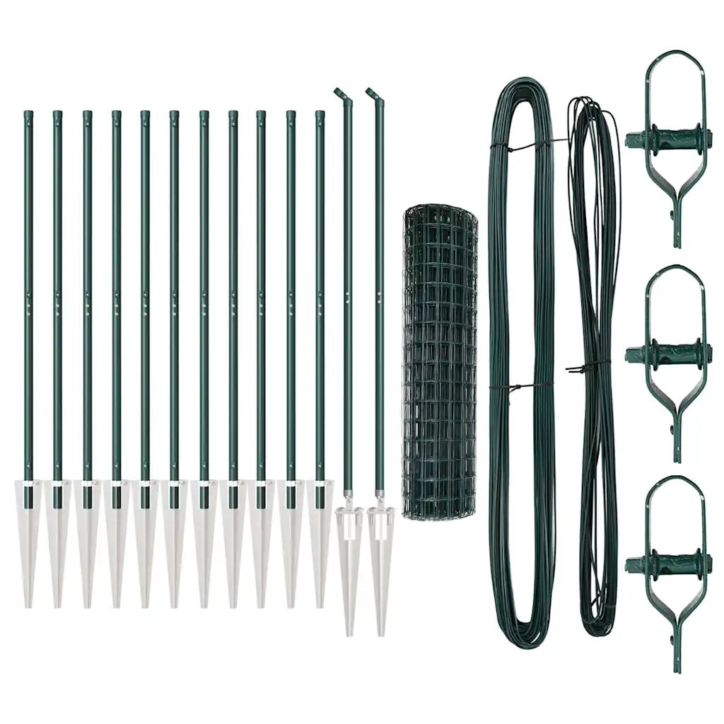 Recinzione da Giardino | Recinzione con Posto Verde 1 x 25 m Acciaio e PVC